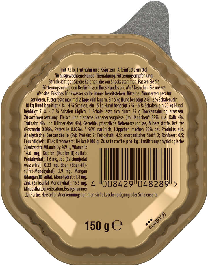 Cesar Hunde-Nassfutter Landküche  mit Kalb und Truthahn in köstlicher Sauce 150 g